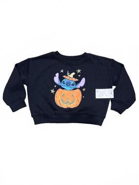 Disney Jumping Beans 3T Black Stitch Halloween Pumpkin Sweatshirt